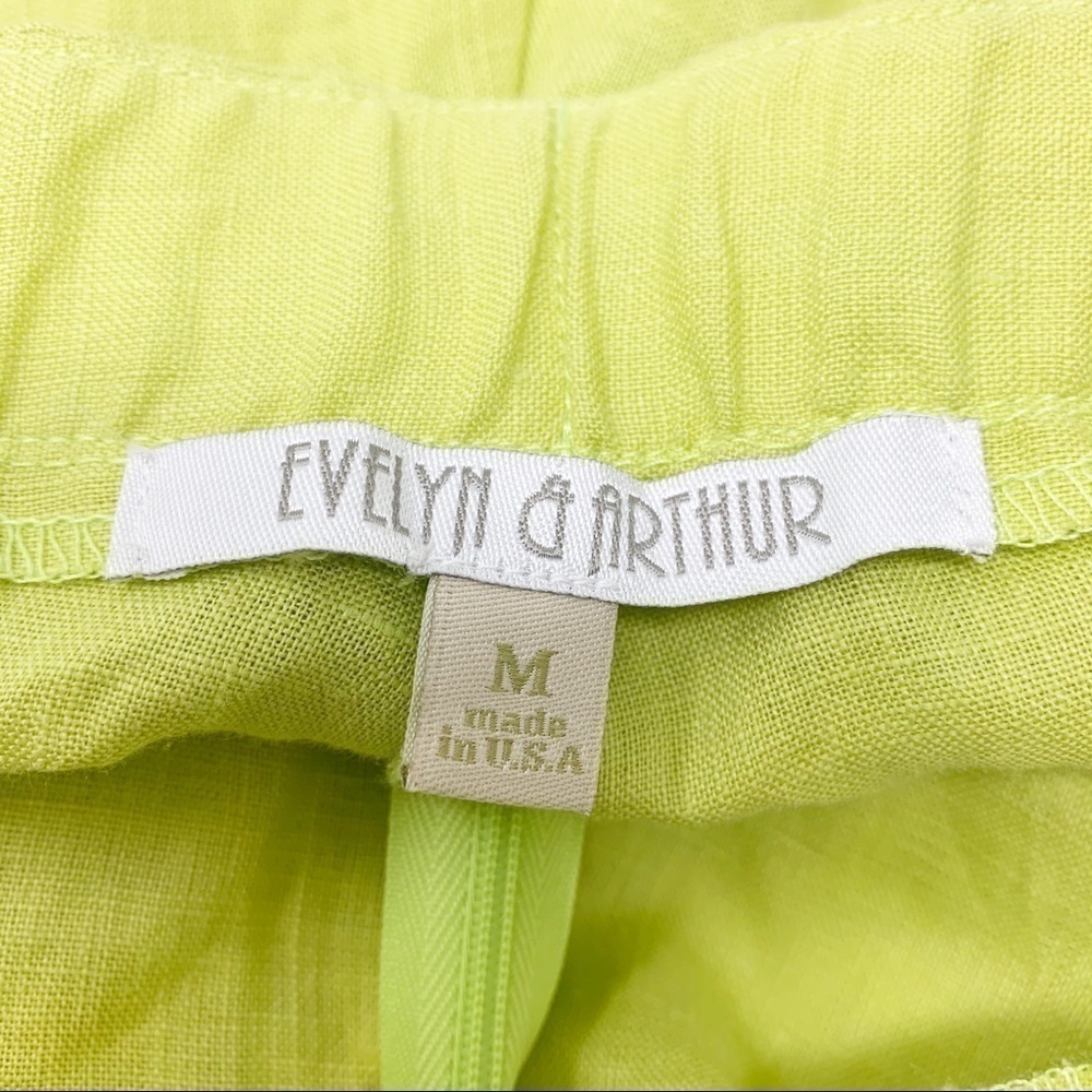 EVELYN & ARTHUR Green Wide Leg Cropped Linen Pants - Picture 5 of 5